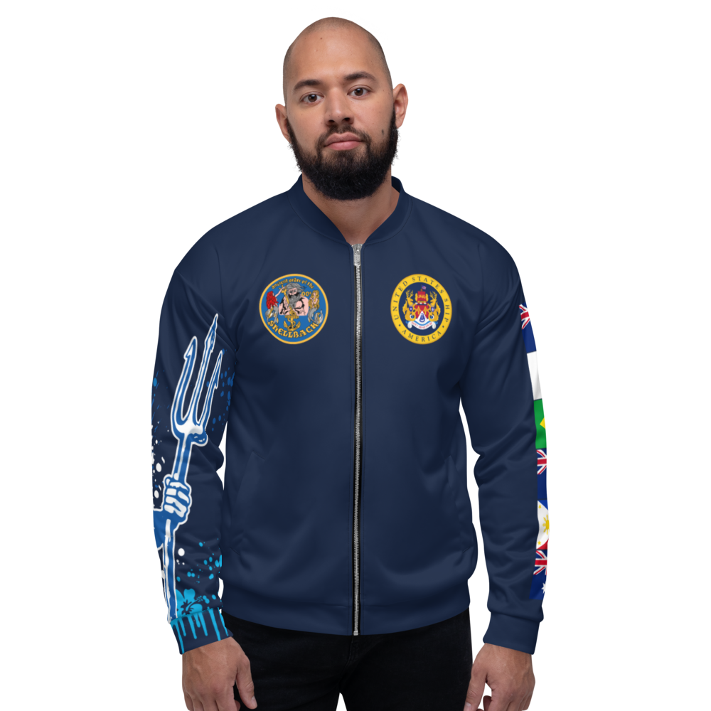 USS America (CVA-66) 1968 Full Print Cruise Jacket - Shellback – front view, white