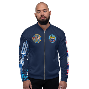USS Coral Sea (CVA-43) 1969-70 FP Cruise Jacket - Shellback Sleeve – front view, white