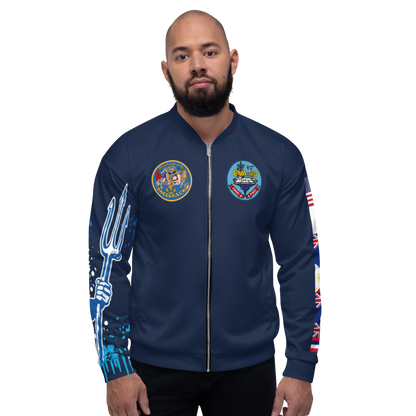 USS Coral Sea (CVA-43) 1969-70 FP Cruise Jacket - Shellback Sleeve – front view, white