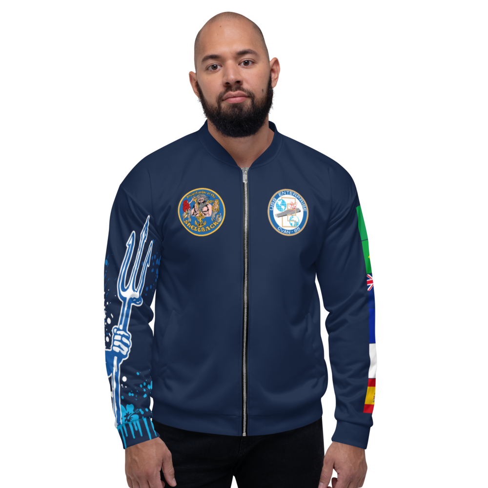USS Enterprise (CVAN-65) 1964 FP Cruise Jacket - Shellback Sleeve – front view, white