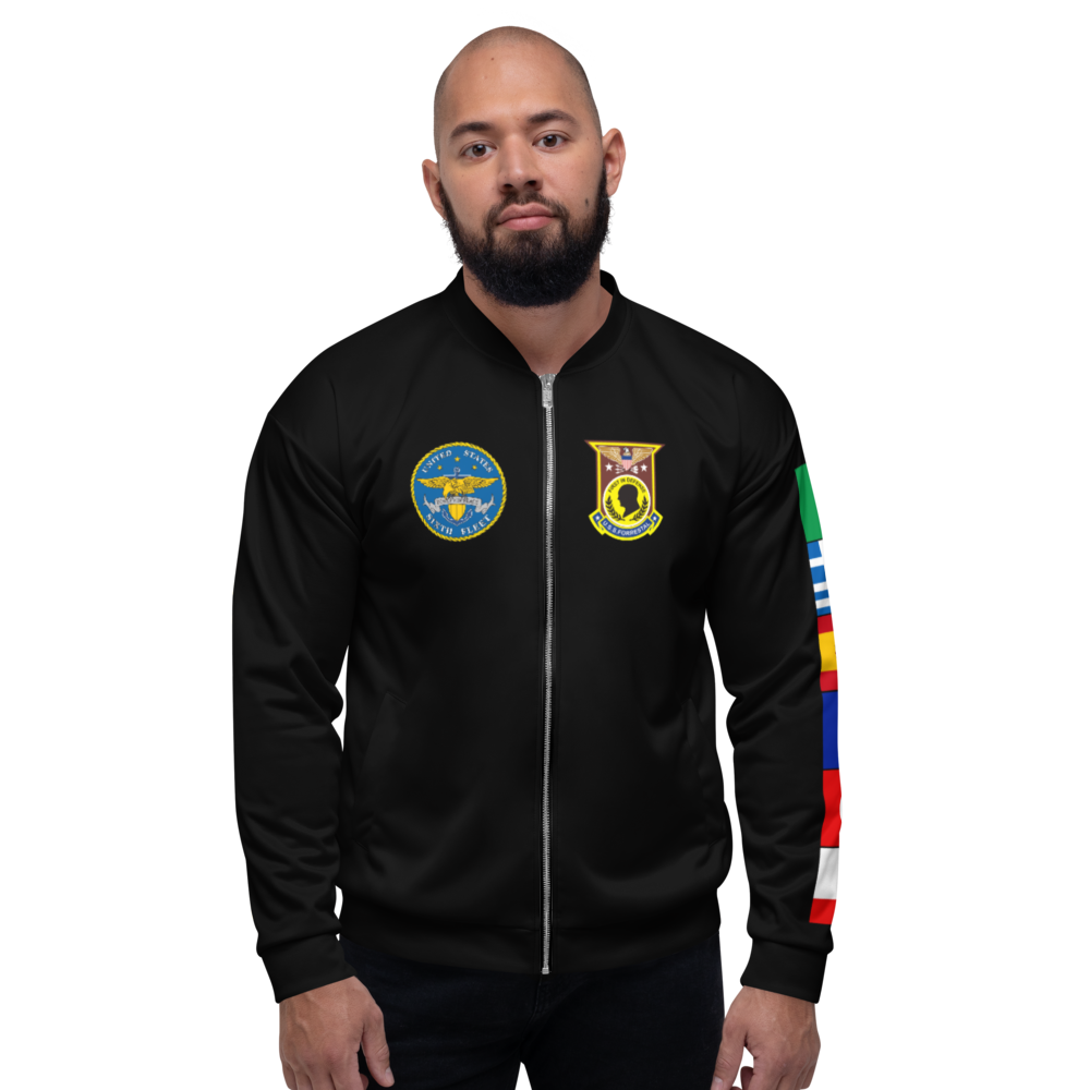 USS Forrestal (CVA-59) 1964-65 FP Cruise Jacket - Black – front view, white