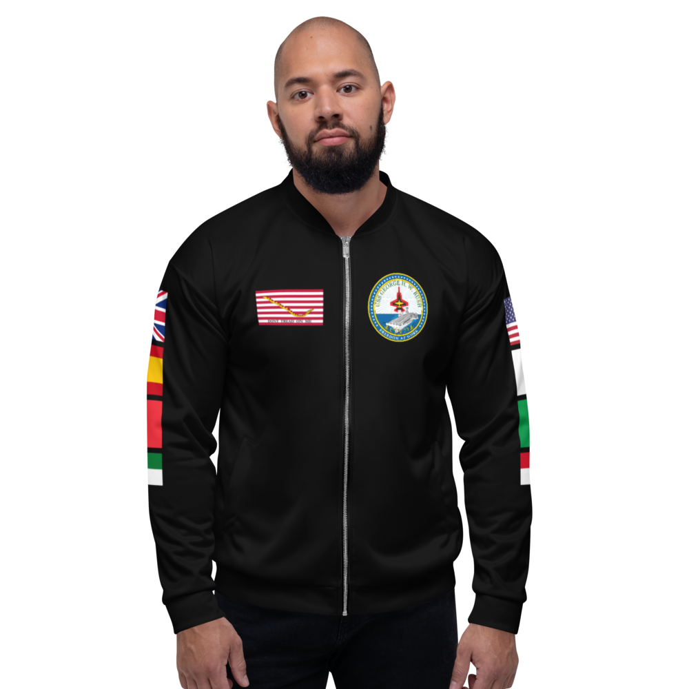 USS George H.W. Bush (CVN-77) 2011 FP Cruise Jacket - Black – front view, white