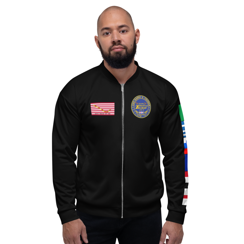 USS Harry S. Truman (CVN-75) 2002-03 FP Cruise Jacket - Black – front view, white