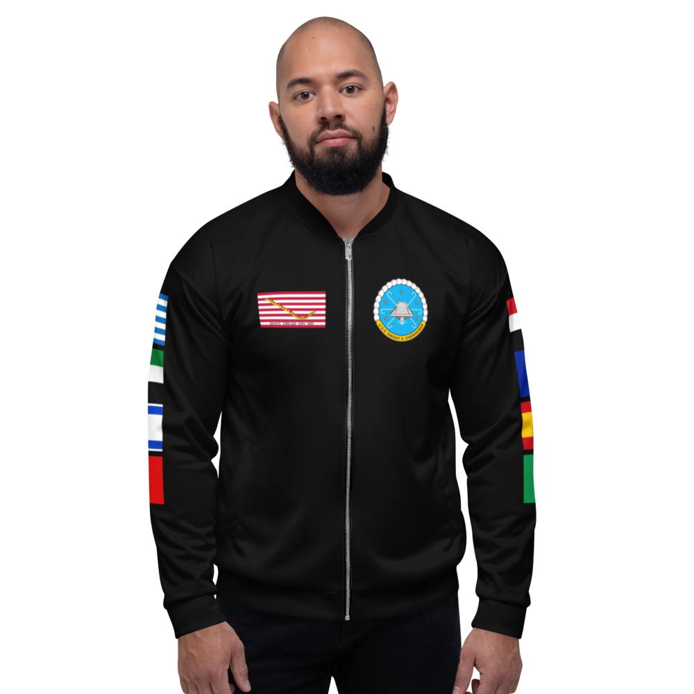 USS Dwight D. Eisenhower (CVN-69) 1994-95 FP Cruise Jacket - Black – front view, white