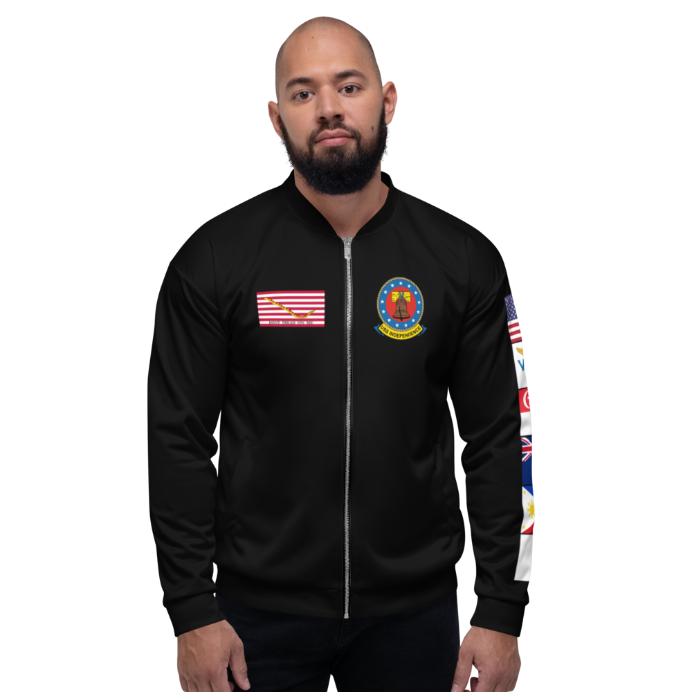 USS Independence (CVA-62) 1965 FP Cruise Jacket - Black – front view, white