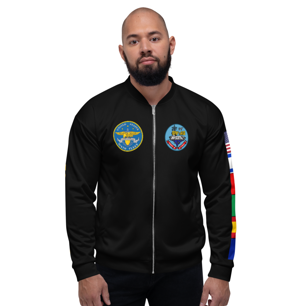 USS Coral Sea (CV-43) 1985-86 FR Cruise Jacket - Black – front view, white