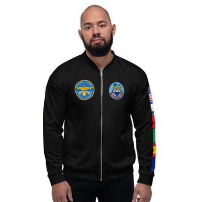 USS Coral Sea (CV-43) 1985-86 FR Cruise Jacket - Black – front view, white