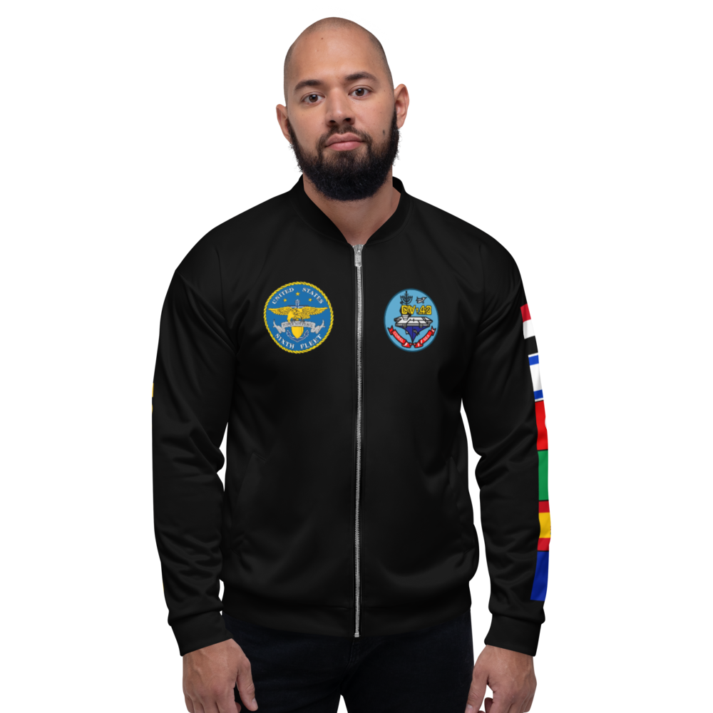 USS Coral Sea (CV-43) 1987-88 FP Cruise Jacket - Black – front view, white