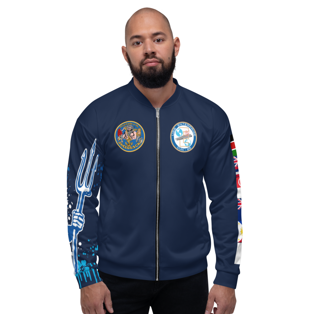 USS Enterprise (CVN-65) 1982-83 FP Cruise Jacket - Shellback – front view, white