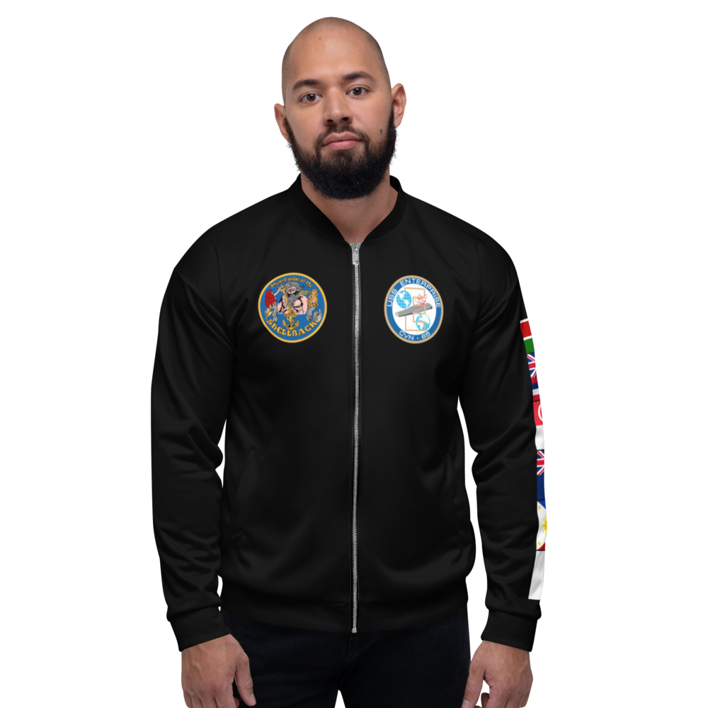 USS Enterprise (CVN-65) 1982-83 FP Cruise Jacket - Black – front view, white