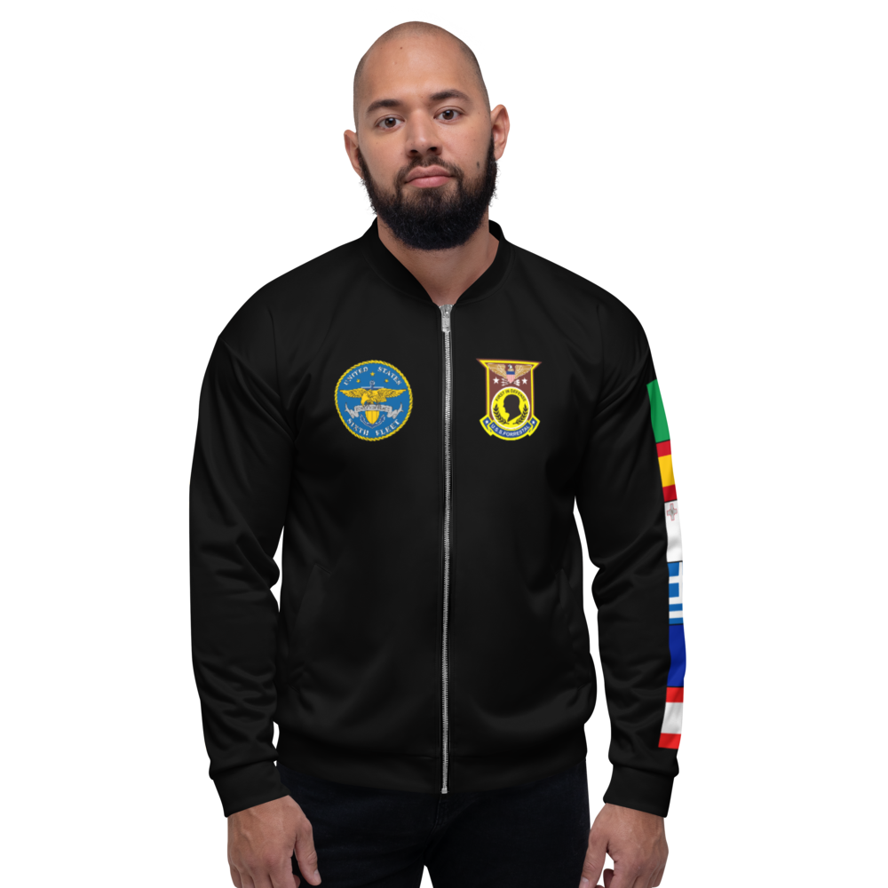 USS Forrestal (CVA-59) 1965-66 FP Cruise Jacket - Black – front view, white