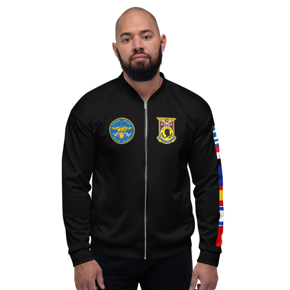 USS Forrestal (CV-59) 1991 FP Cruise Jacket - Black – front view, white