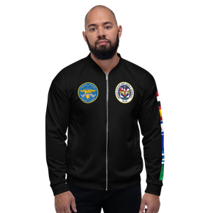 USS John F. Kennedy (CV-67) 1980-81 FP Cruise Jacket - Black – front view, white
