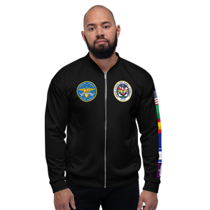 USS John F. Kennedy (CV-67) 1986-87 FP Cruise Jacket - Black – front view, white