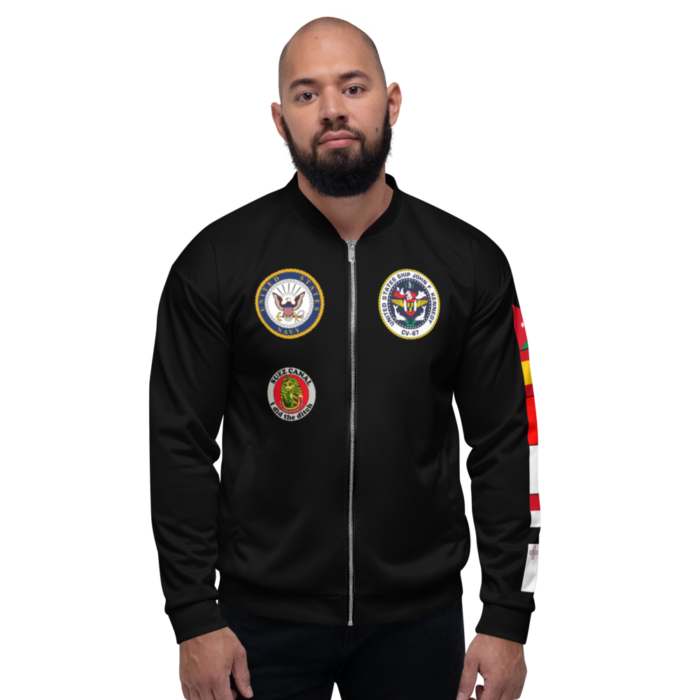 USS John F. Kennedy (CV-67) 1999-2000 FP Cruise Jacket - Black – front view, white