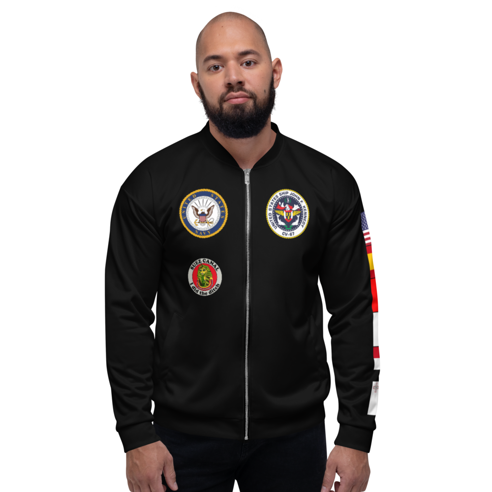 USS John F. Kennedy (CV-67) 2004 FP Cruise Jacket - Black – front view, white