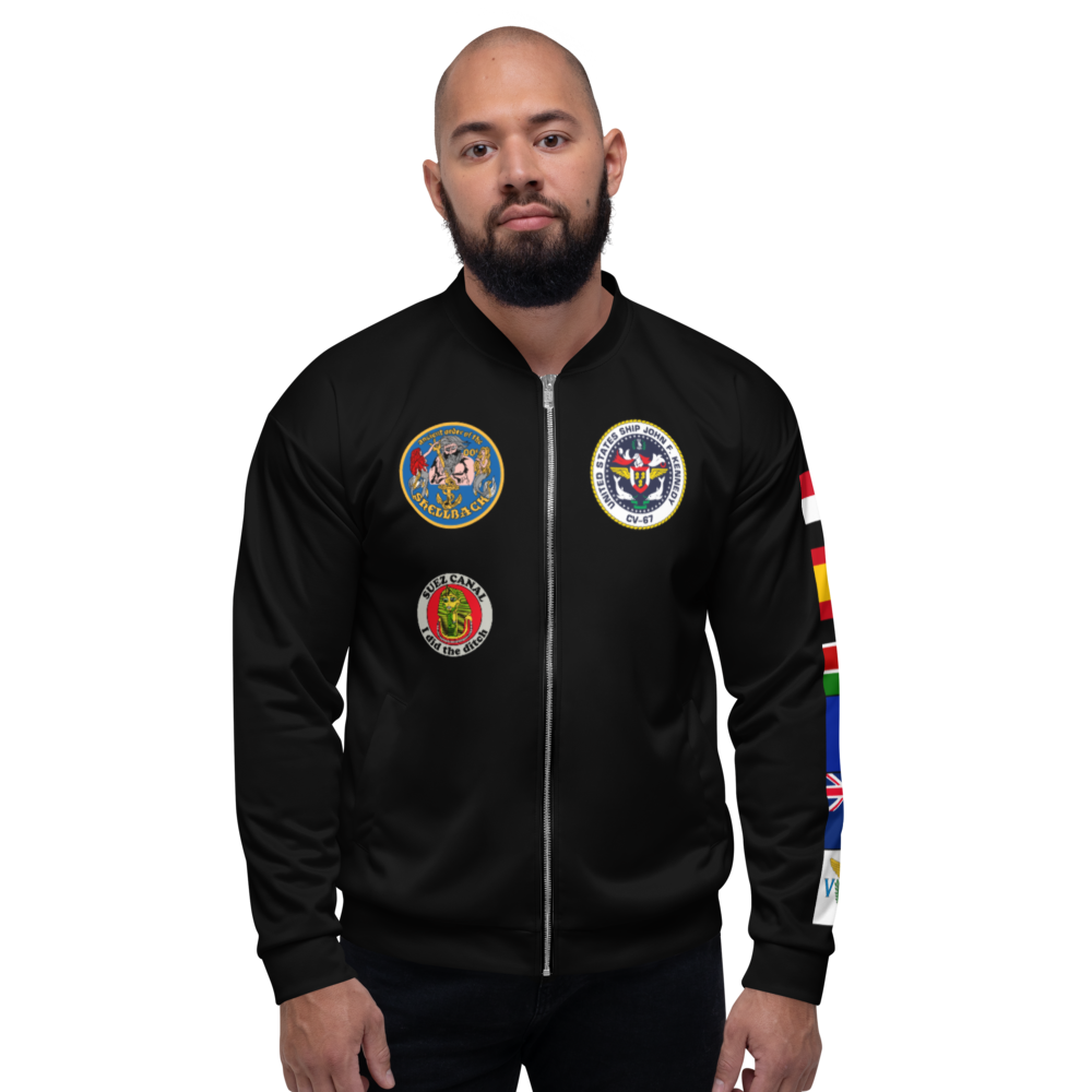USS John F. Kennedy (CV-67) 1982 FP Cruise Jacket - Black – front view, white