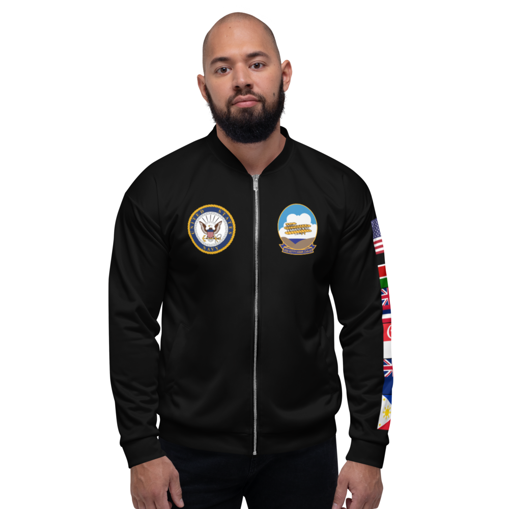 USS Kitty Hawk (CVA-63) 1973-74 FP Cruise Jacket - Black – front view, white
