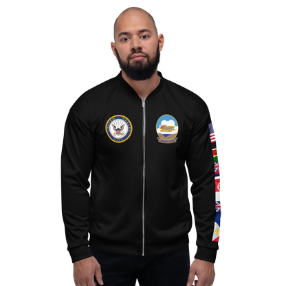 USS Kitty Hawk (CVA-63) 1973-74 FP Cruise Jacket - Black – front view, white