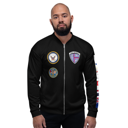 USS Midway (CV-41) 1984-85 FP Cruise Jacket - Black – front view, white