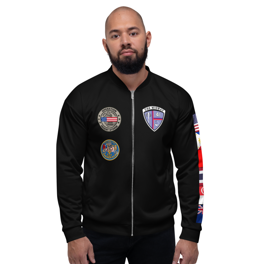 USS Midway (CV-41) 1990-91 FP Cruise Jacket - Black – front view, white