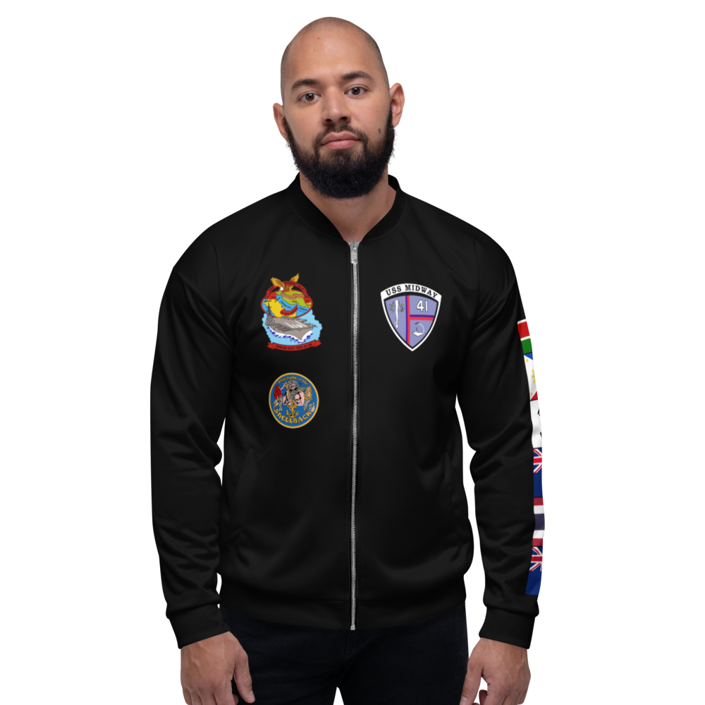USS Midway (CV-41) 1987-88 FP Cruise Jacket - Black – front view, white