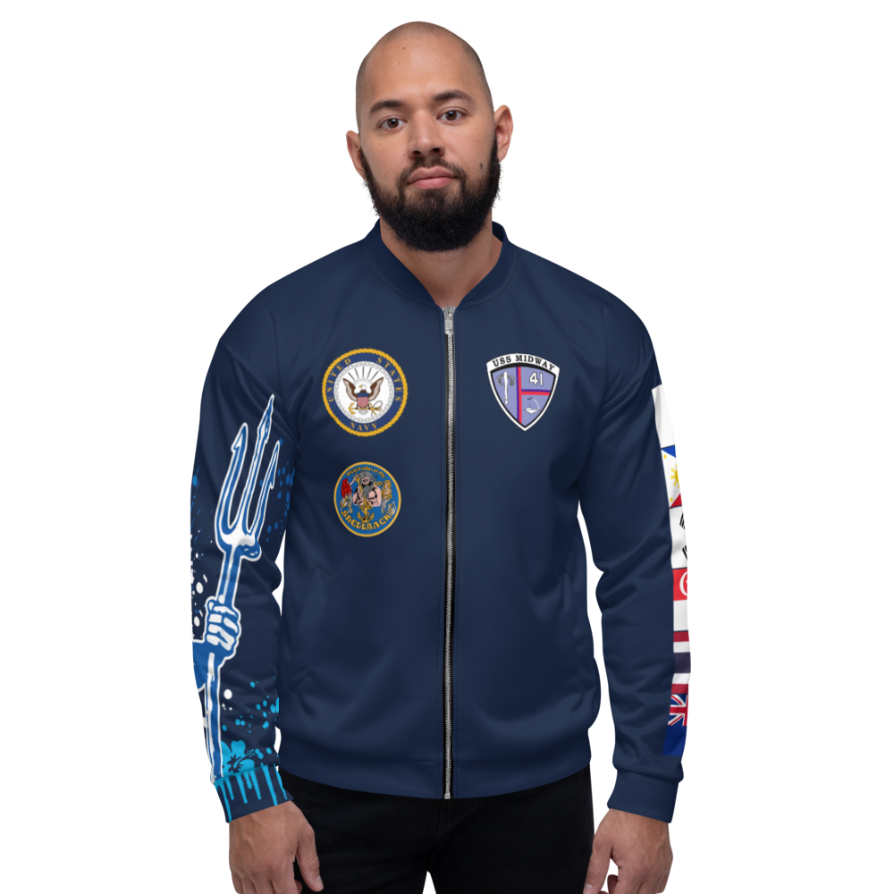 USS Midway (CV-41) 1984-85 FP Cruise Jacket - Shellback – front view, white