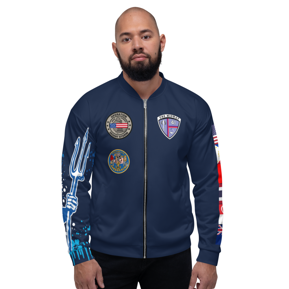 USS Midway (CV-41) 1990-91 FP Cruise Jacket - Shellback – front view, white