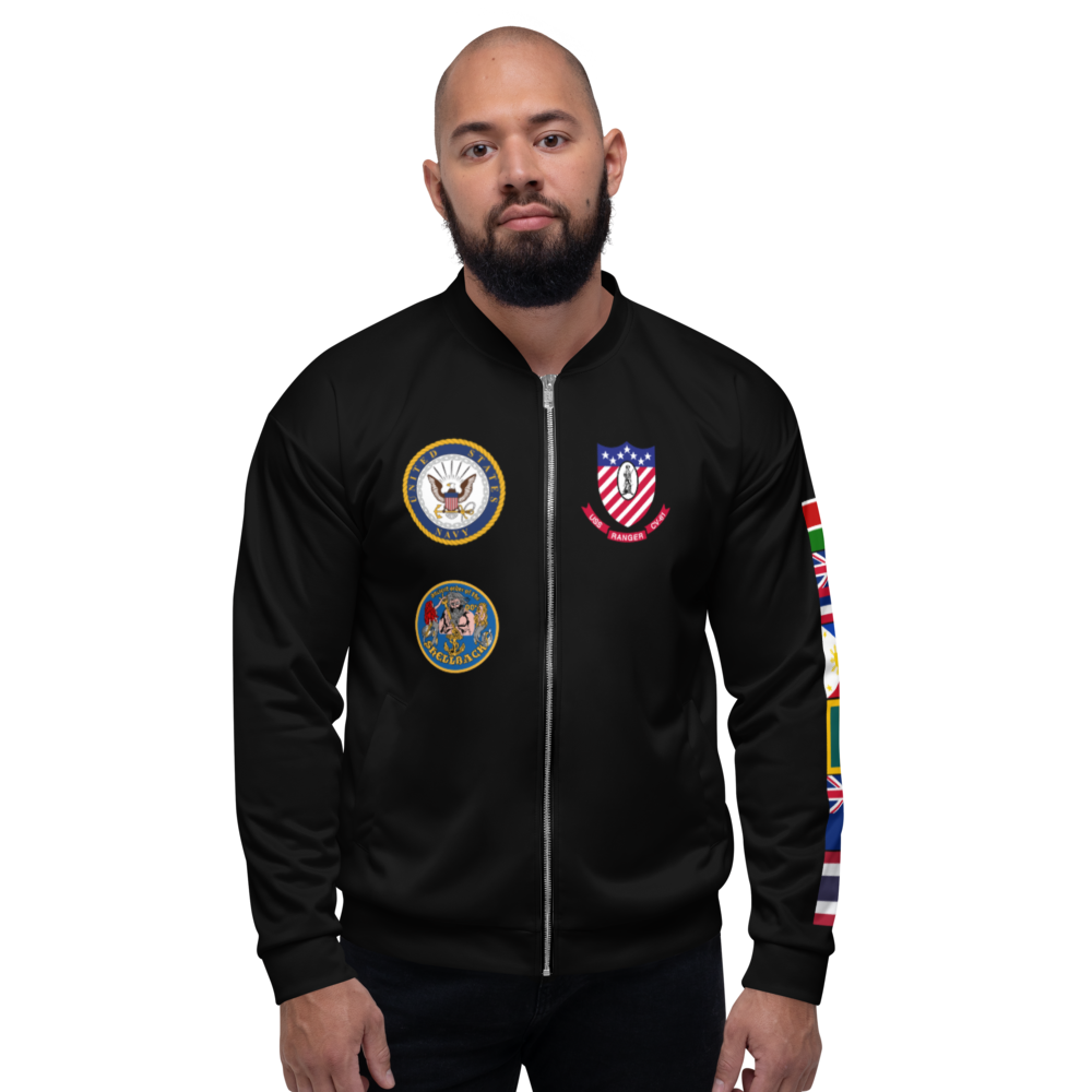 USS Ranger (CV-61) 1980-81 FP Cruise Jacket - Black – front view, white