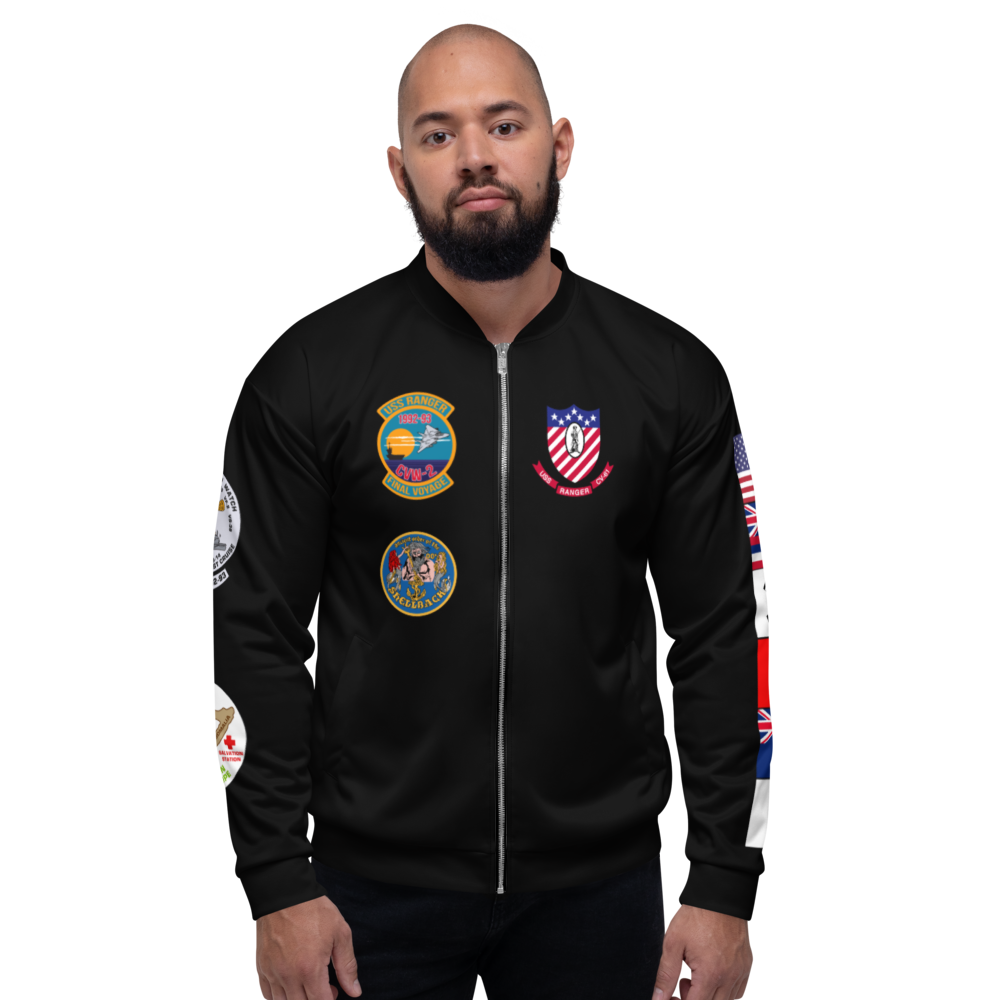 USS Ranger (CV-61) 1992-93 FP Cruise Jacket - Black – front view, white