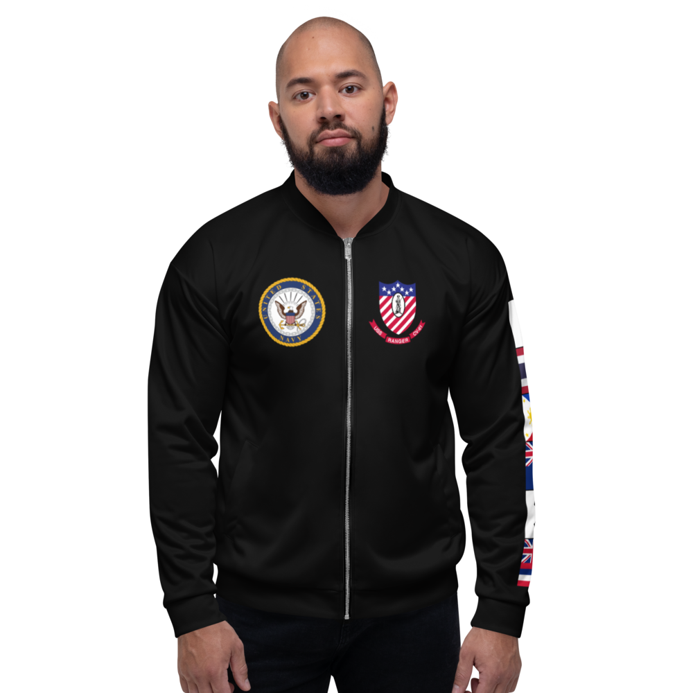 USS Ranger (CV-61) 1979 FP Cruise Jacket - Black – front view, white