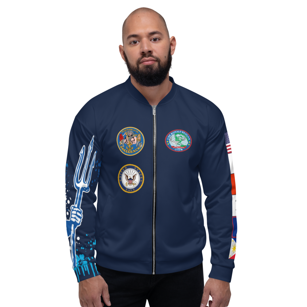 USS Ronald Reagan (CVN-76) 2018 FP Cruise Jacket - Shellback – front view, white