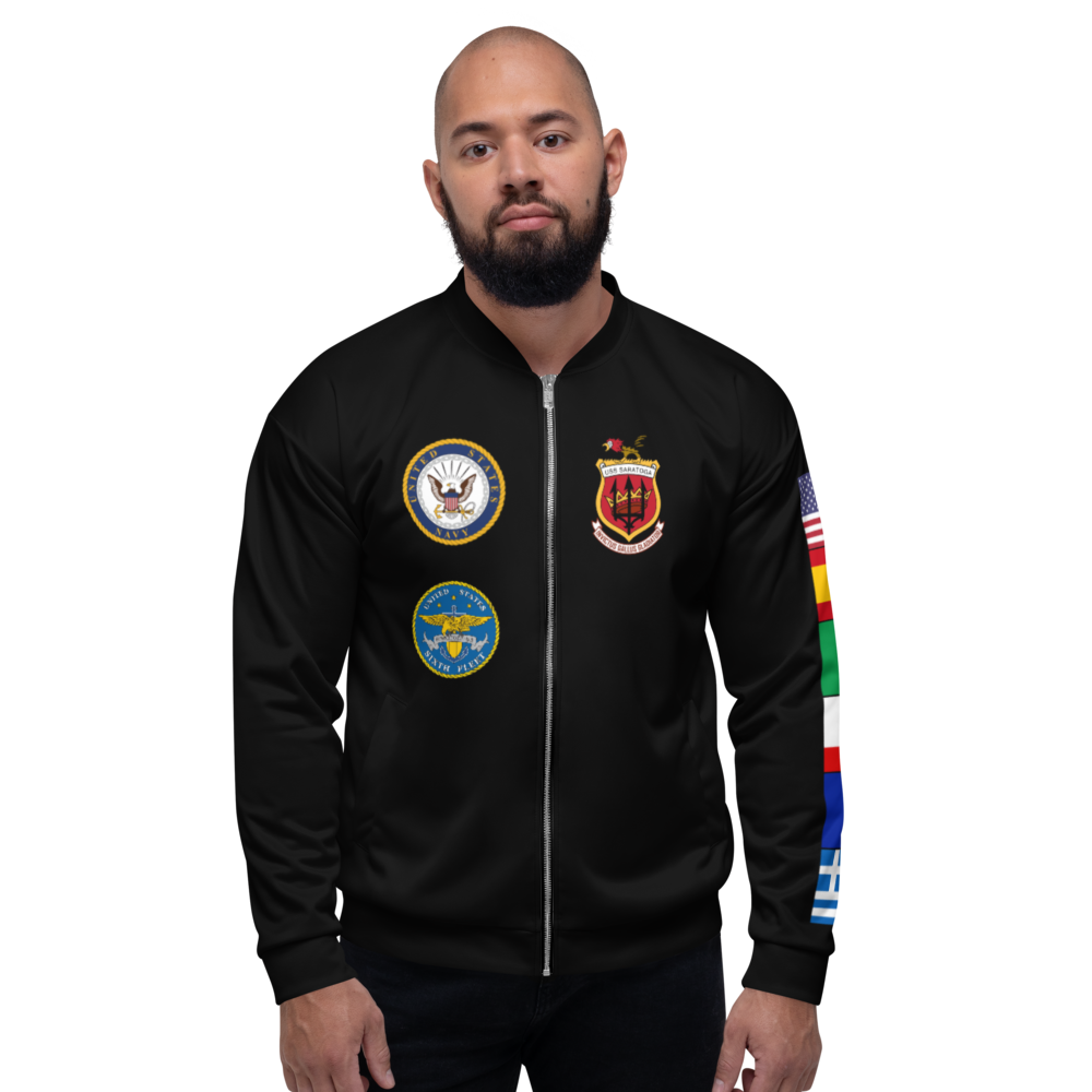 USS Saratoga (CVA-60) 1960-61 FP Cruise Jacket - Black – front view, white