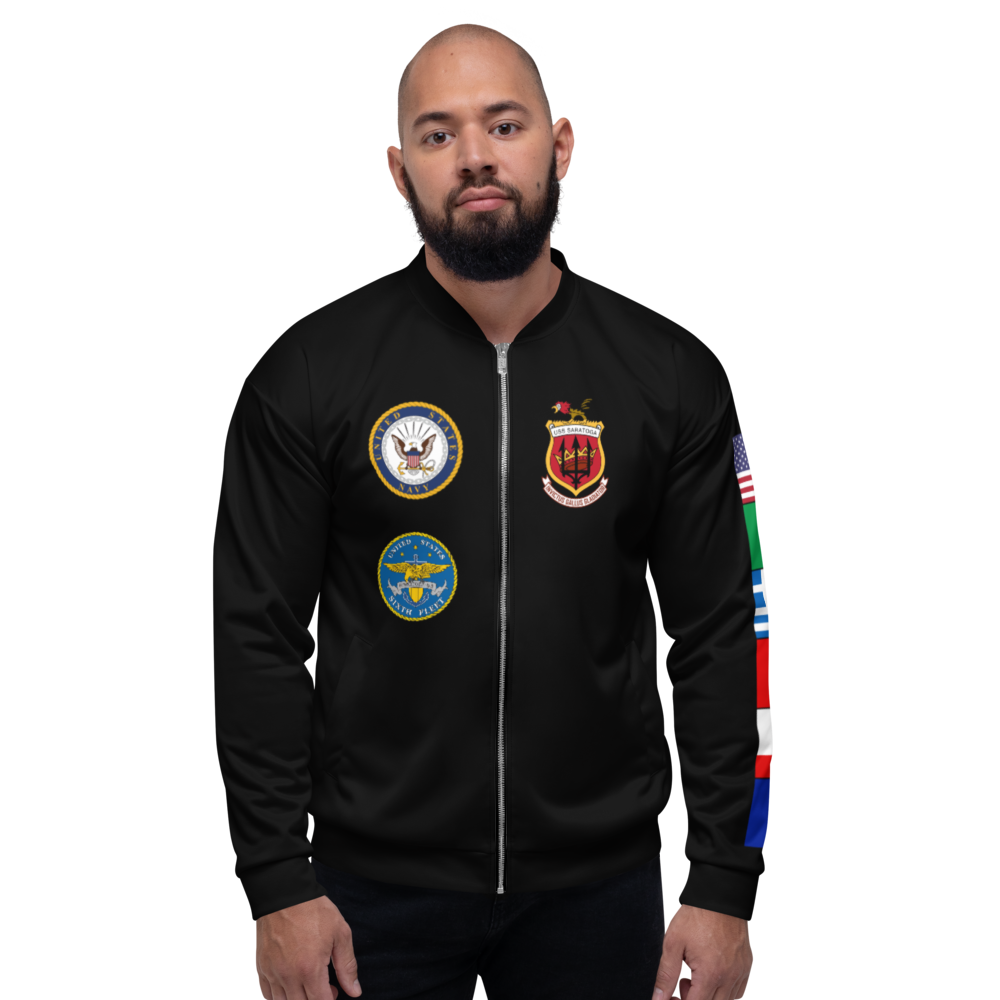 USS Saratoga (CVA-60) 1963 FP Cruise Jacket - Black – front view, white