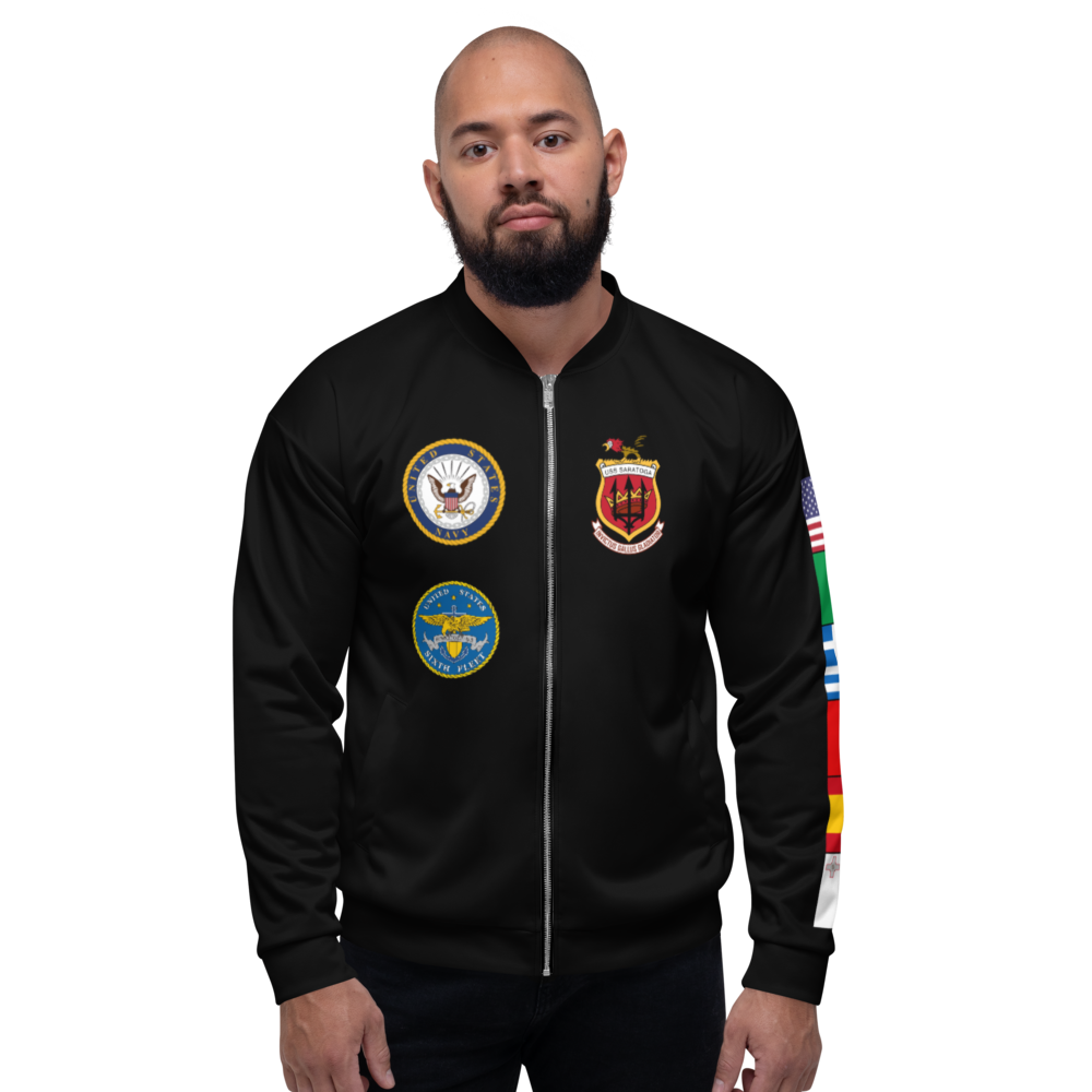 USS Saratoga (CVA-60) 1966 FP Cruise Jacket - Black – front view, white