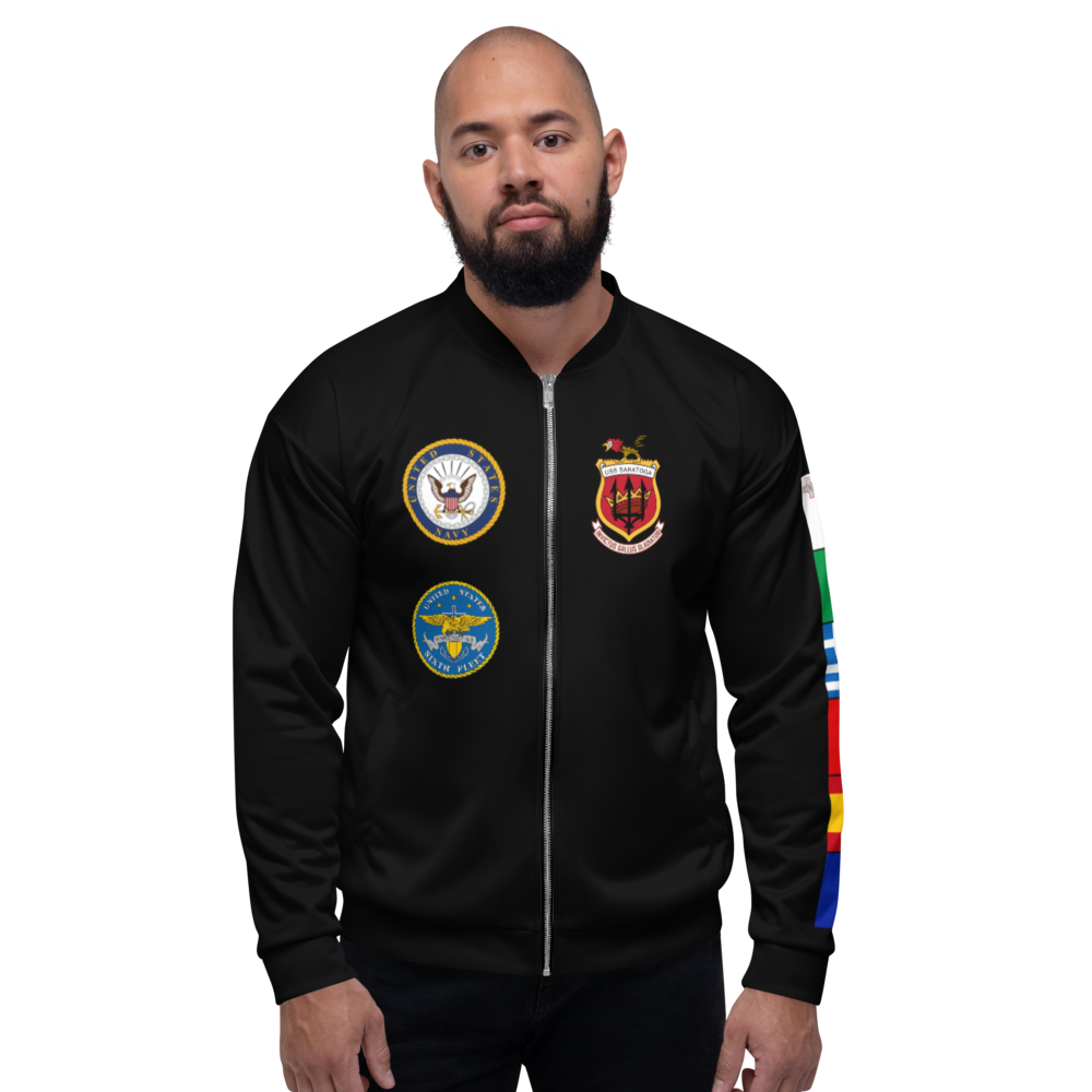 USS Saratoga (CVA-60) 1967 FP Cruise Jacket - Black – front view, white