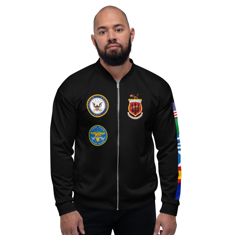 USS Saratoga (CVA-60) 1971 FP Cruise Jacket - Black – front view, white