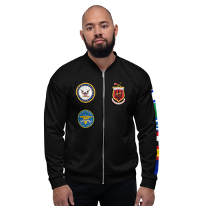 USS Saratoga (CV-60) 1987 FP Cruise Jacket - Black – front view, white