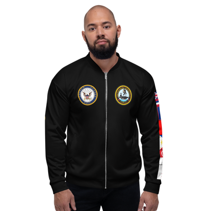 USS Theodore Roosevelt (CVN-71) 2017-18 FP Cruise Jacket - Black – front view, white