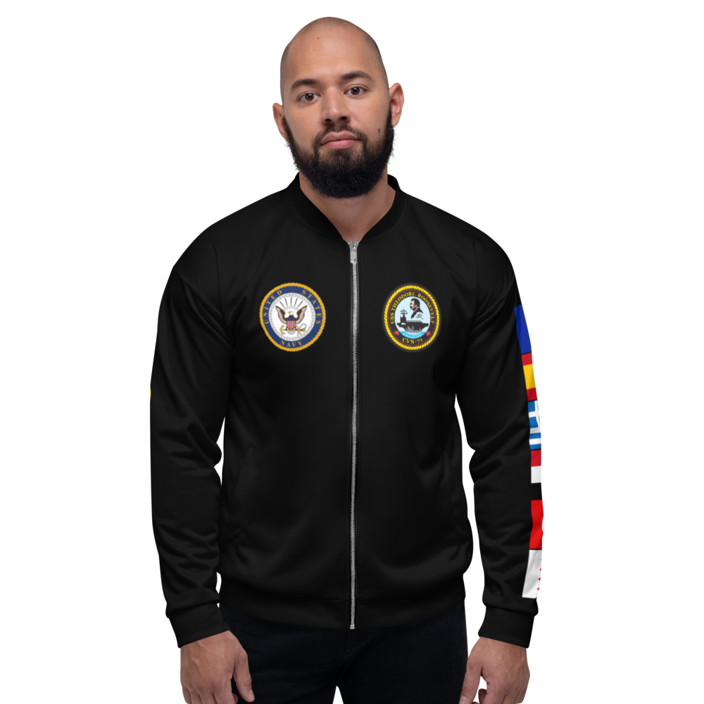 USS Theodore Roosevelt (CVN-71) 1999 FP Cruise Jacket - Black – front view, white
