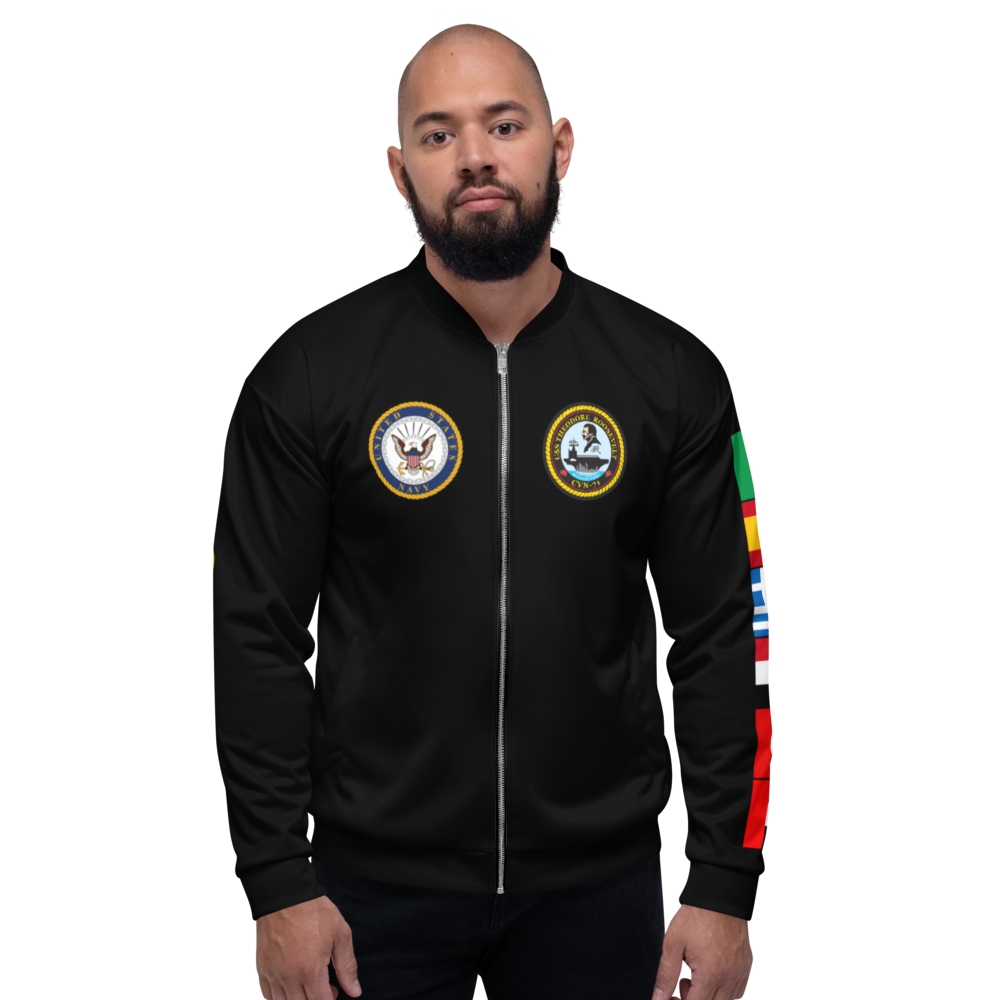 USS Theodore Roosevelt (CVN-71) 2005-06 FP Cruise Jacket - Black – front view, white