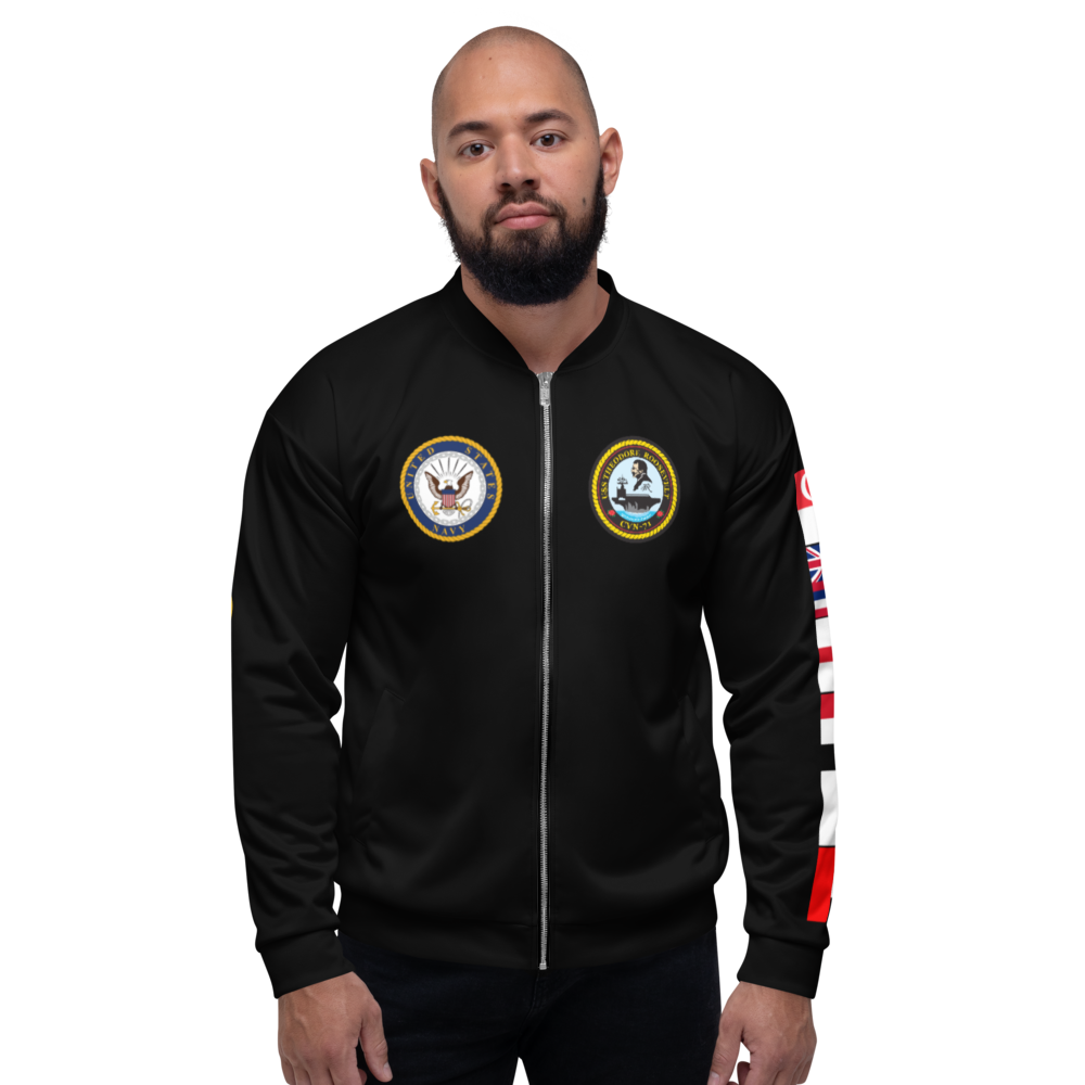 USS Theodore Roosevelt (CVN-71) 2015 FP Cruise Jacket - Black – front view, white