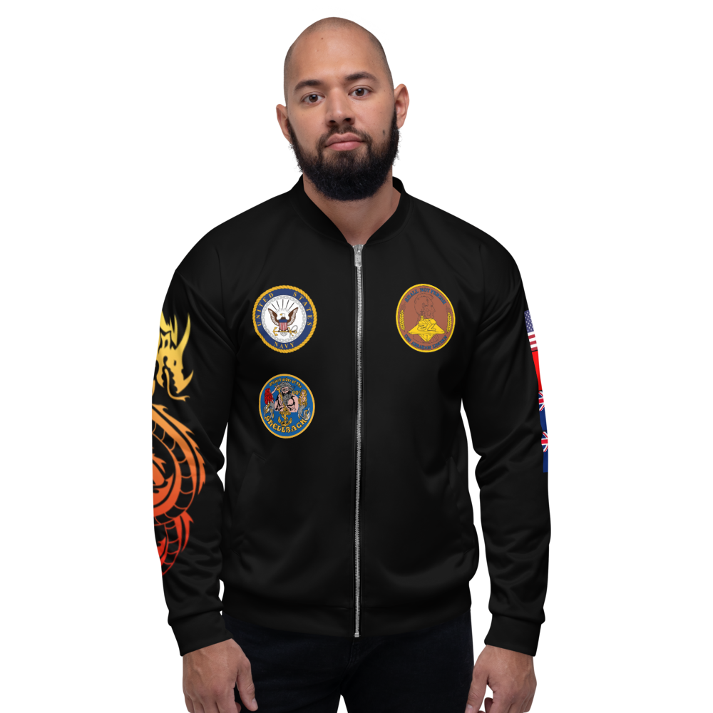 USS Abraham Lincoln (CVN-72) 2000-01 FP Cruise Jacket - WESTPAC Dragon – front view, white