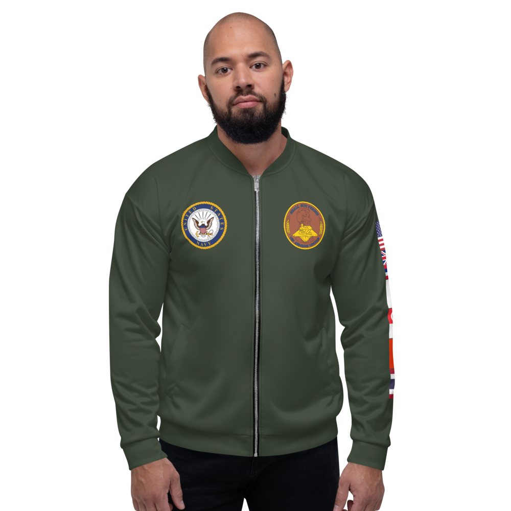 USS Abraham Lincoln (CVN-72) 2006 FP Cruise Jacket - Green – front view, white