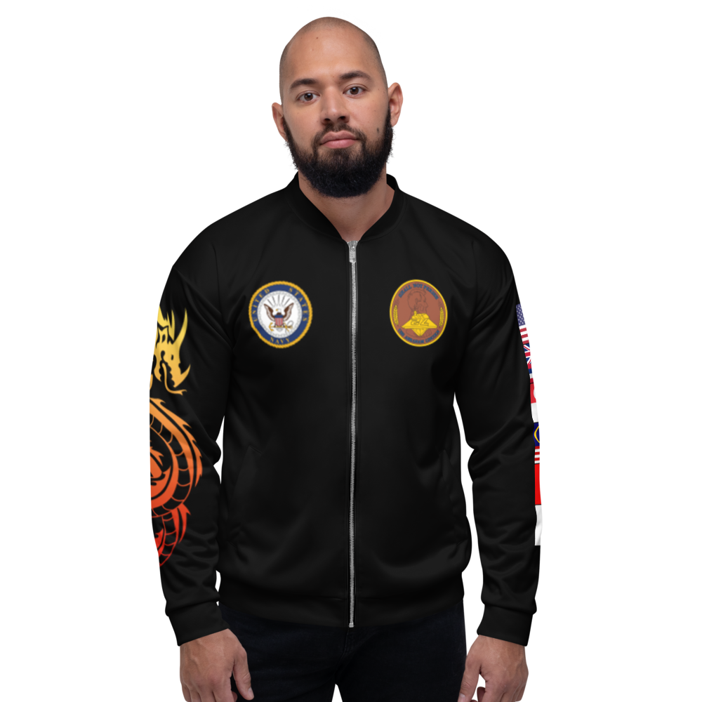 USS Abraham Lincoln (CVN-72) 2010-11 FP Cruise Jacket - WESTPAC Dragon – front view, white