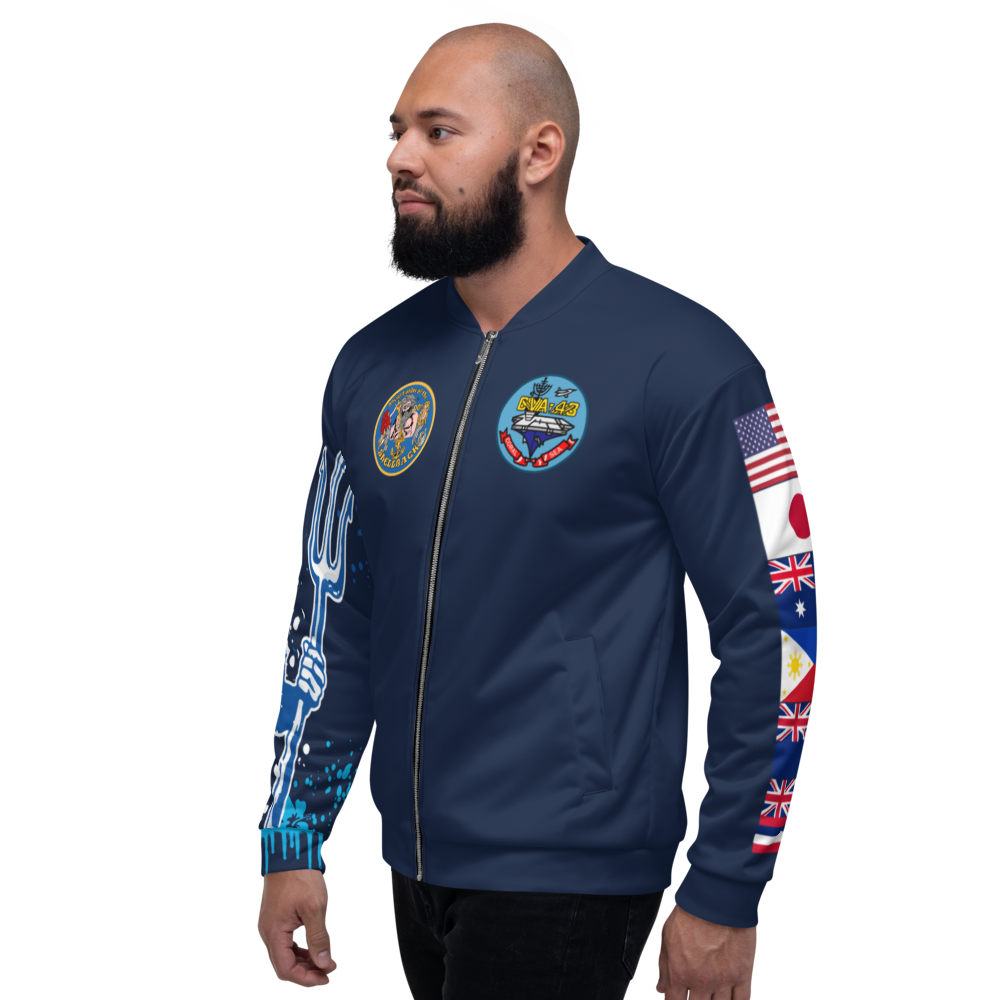 USS Coral Sea (CVA-43) 1969-70 FP Cruise Jacket - Shellback Sleeve – left view, white