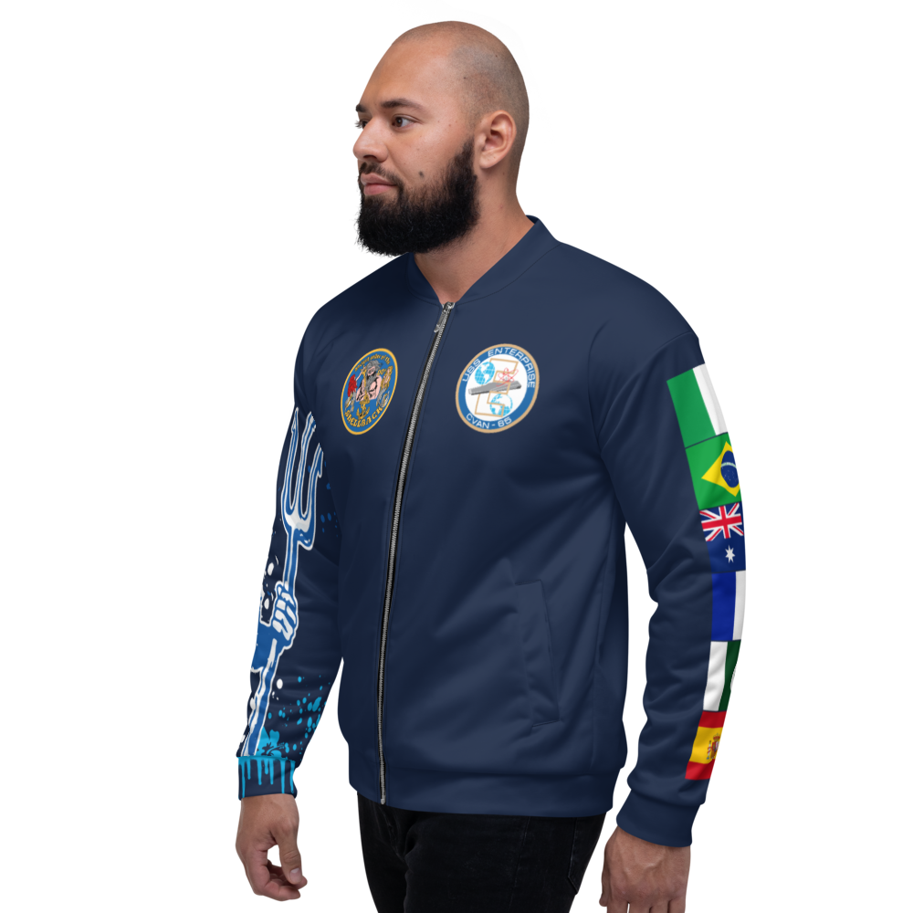 USS Enterprise (CVAN-65) 1964 FP Cruise Jacket - Shellback Sleeve – left view, white