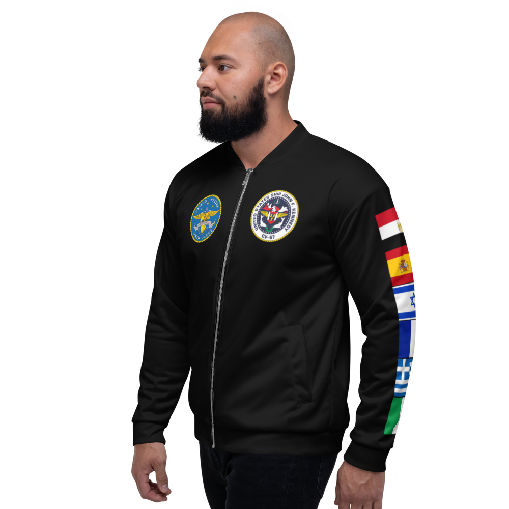 USS John F. Kennedy (CV-67) 1980-81 FP Cruise Jacket - Black – left view, white