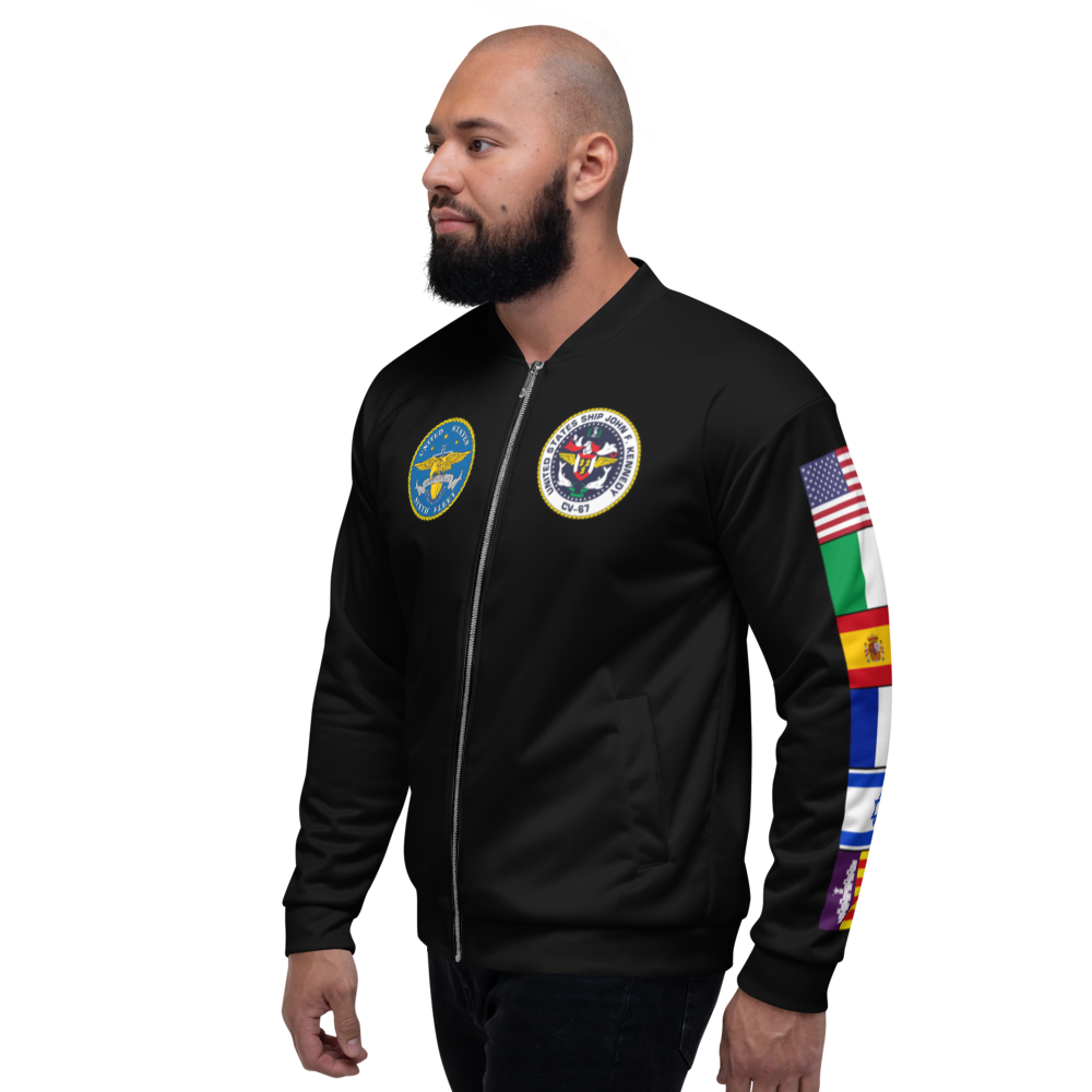 USS John F. Kennedy (CV-67) 1986-87 FP Cruise Jacket - Black – left view, white