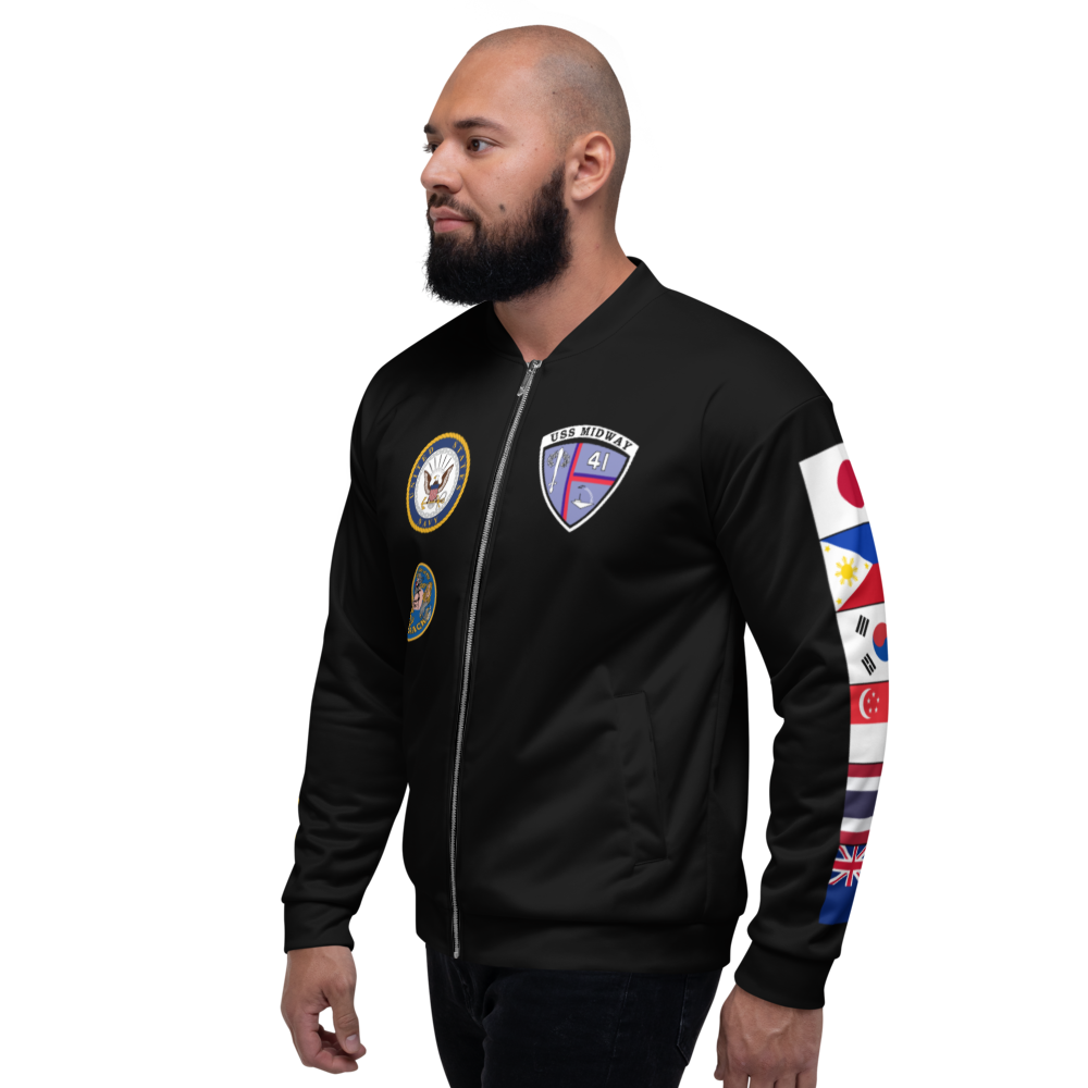USS Midway (CV-41) 1984-85 FP Cruise Jacket - Black – left view, white